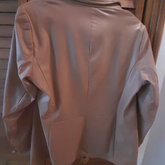 Anne Klein Women's Open Front Double-Breasted Faux Leather Jacket - Picture 4 of 6